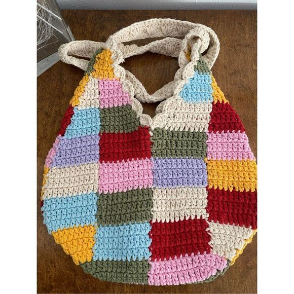 Boho Crocheted Shoulder Bag Purse Snap Closure NWOT - Picture 3 of 5